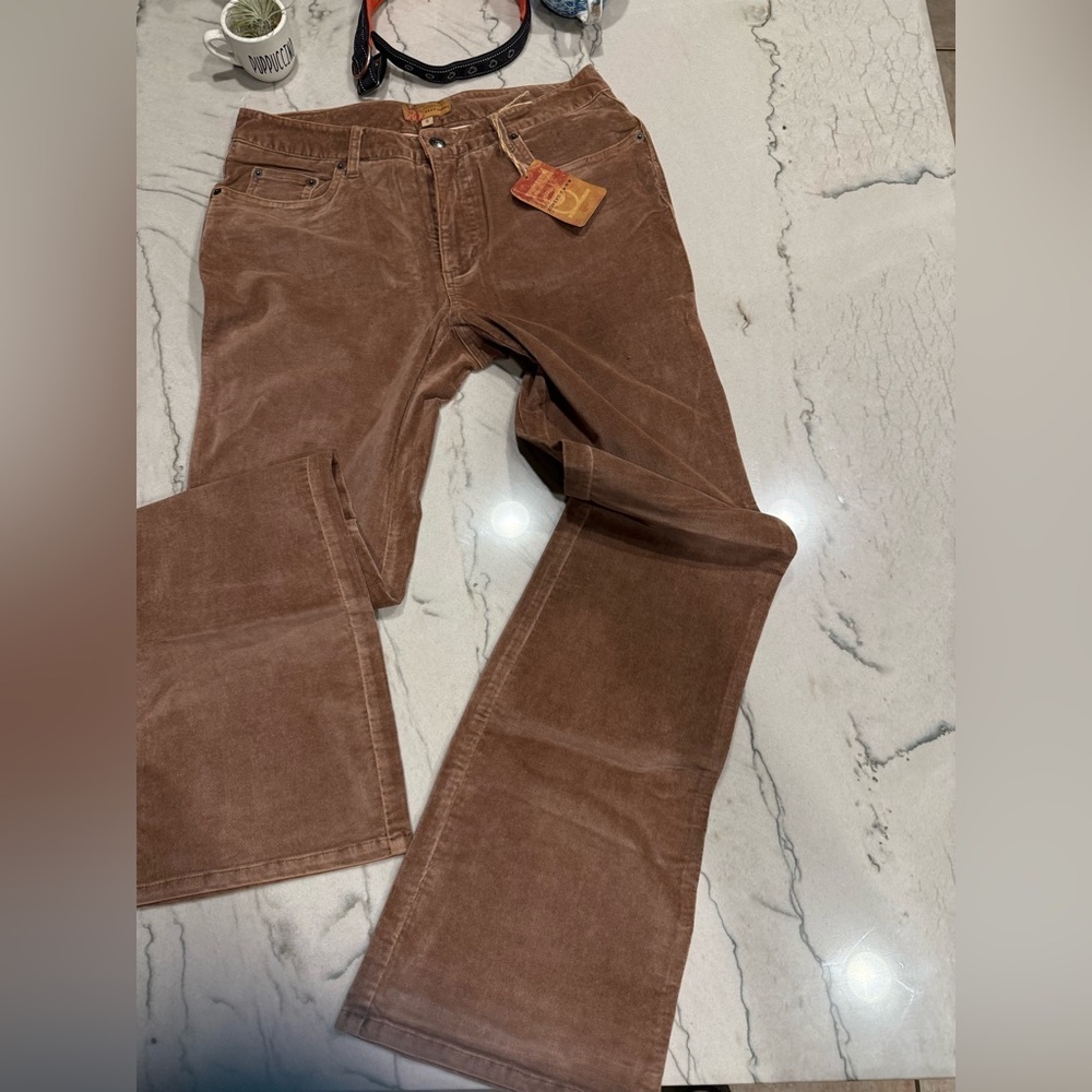 Beau Dawson Taupe/Camel Velvet Bootcut Jeans- Mid to High Rise